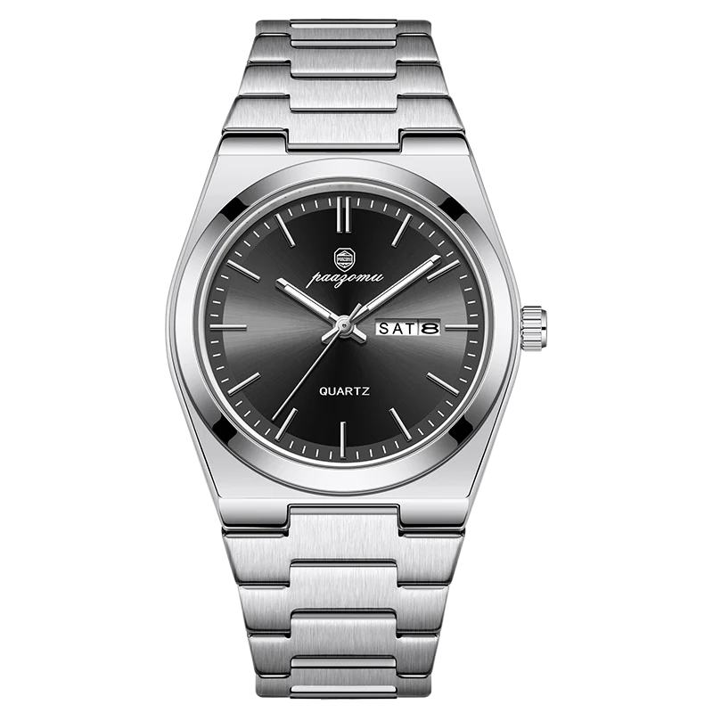 PAAZOMU Luxury Quartz Man Wristwatch Sport Men Watches Waterproof Luminous Date Week Stainless Steel Men's Watch Male Reloj+box