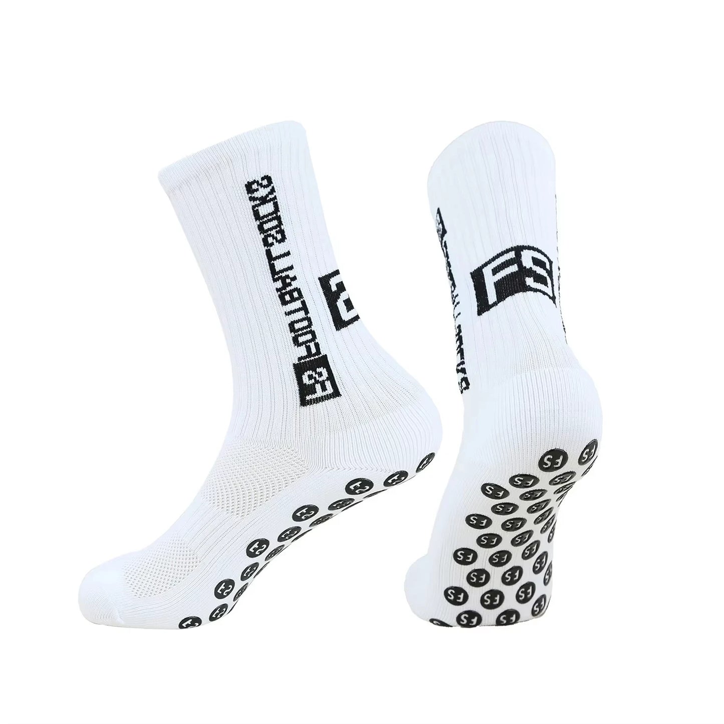 4 Pairs Men's Soccer Socks with Grip, Non Slip Anti Slip Athletic Socks with Cushion Pads for Football/Basketball/Hockey