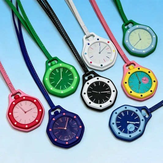 2026 New Hot Pocket Watch Octagonal Pop Style Neck Quartz Movement Candy Color Quartz Watch Color Niche Personality Removable %^