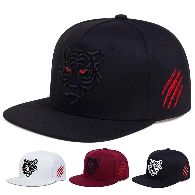 Unisex Tiger Embroidered Hip-hop Hats Outdoor Adjustable Casual Baseball Caps Sunscreen Hat