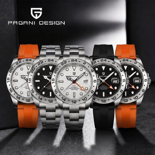Pagani Design 2026 New Men's Diver Watch 42mm Sapphire Automatic Mechanical GMT Watch 100m Waterproof PD1682