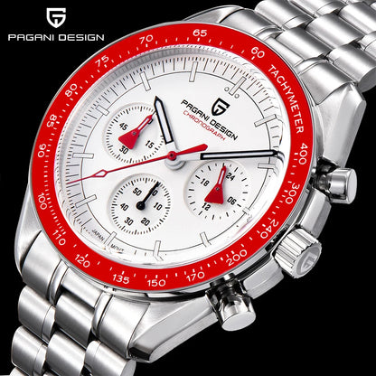 PAGANI DESIGN 2026 New Moon Men's Watches Luxury Quartz Watch For Men VK63 Chronograph AR Sapphire Mirror Ceramic Bezel Luminous