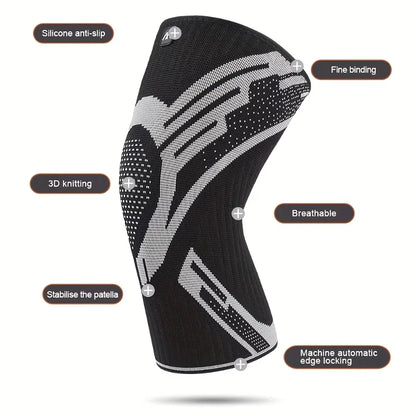1 Pcs Compression Knee Support Sleeve Elastic Breathable Knee Pads Brace Springs Gym Sports Protector Basketball Volleyball Run