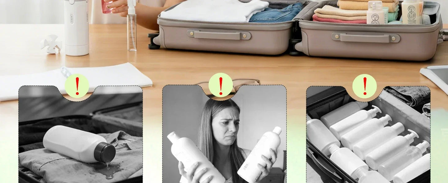 4-in-1 Emulsion Dispenser Bottle Travel Bottle Minimalist with Labels Travel Dispenser Bottle Toiletry Container Travel Bottles