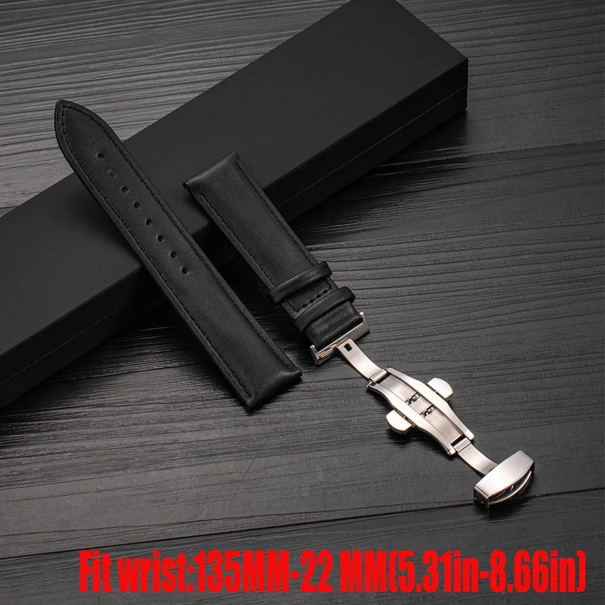 20mm 22mm Leather Watchband for Samsung Galaxy watch 7/6/5/4 40/44mm 5pro 45mm Butterfly Clasp Strap for Huawei watch GT2-3 42mm
