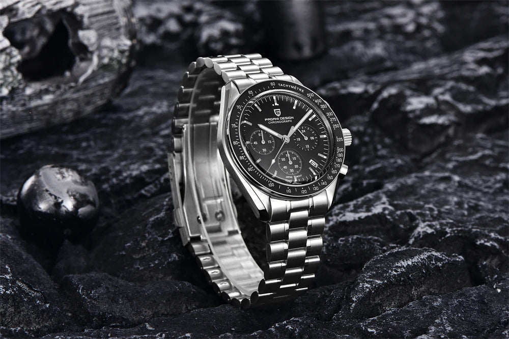 PAGANI DESIGN 2026 New Moon Men's Watches Luxury Quartz Watch For Men VK63 Chronograph AR Sapphire Mirror Ceramic Bezel Luminous