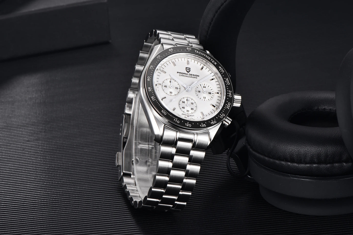 PAGANI DESIGN 2026 New Moon Men's Watches Luxury Quartz Watch For Men VK63 Chronograph AR Sapphire Mirror Ceramic Bezel Luminous