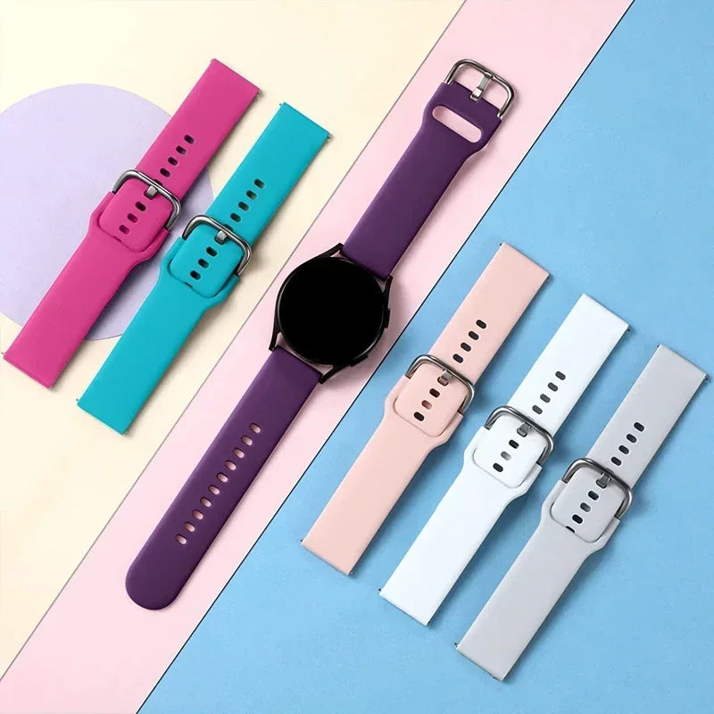 20mm 22mm Strap For Samsung galaxy watch 6/5/pro/3/4/6 Classic 43mm 47mm/Active 2 Silicone Sport bracelet huawei Gt 3-2-2e Band