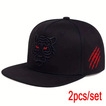 Unisex Tiger Embroidered Hip-hop Hats Outdoor Adjustable Casual Baseball Caps Sunscreen Hat