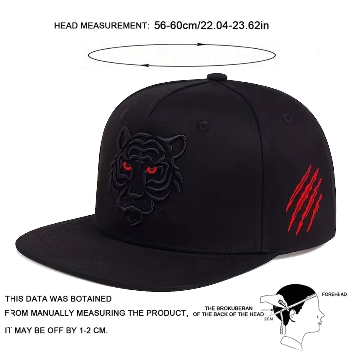 Unisex Tiger Embroidered Hip-hop Hats Outdoor Adjustable Casual Baseball Caps Sunscreen Hat