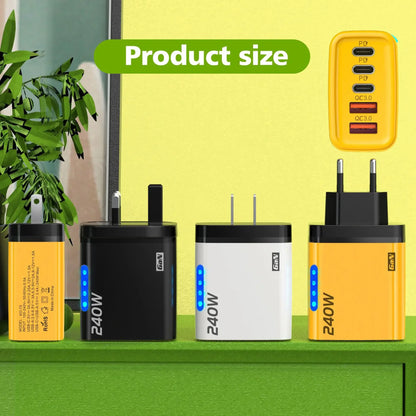 5-in-1 GaN 240W Fast Charger  Desktop Charger USB Type C Charger Fast Charging Quick Charge 3.0 Adapter For iPhone SamsungHuawei