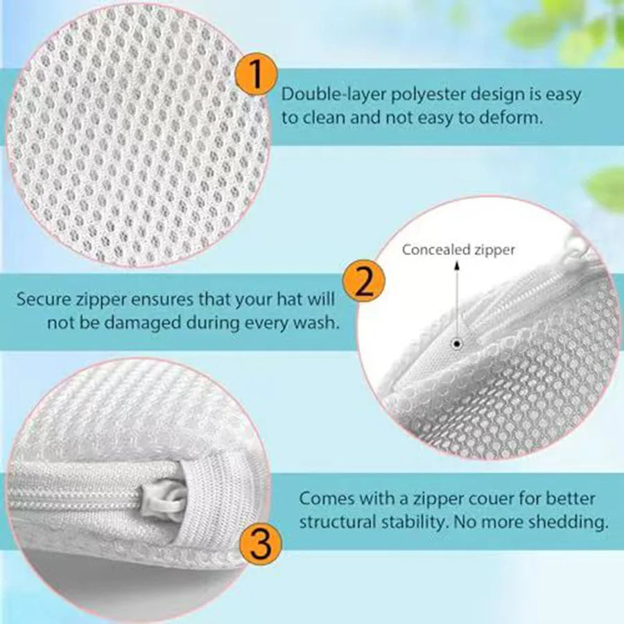 Portable Hat Washing Protection Bag – Anti-Deformation Mesh Cap Cleaner for Baseball Hats