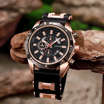 Fashion Business Men Watch Top Brand High Quality Auto Date Big Dial Silicone Strap Sports Quartz Watches For Him Gifts