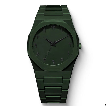 New Fashionable Men's Watch Simple Black Male Quartz Watches Arabic Digital Casual Drip Oil Strap