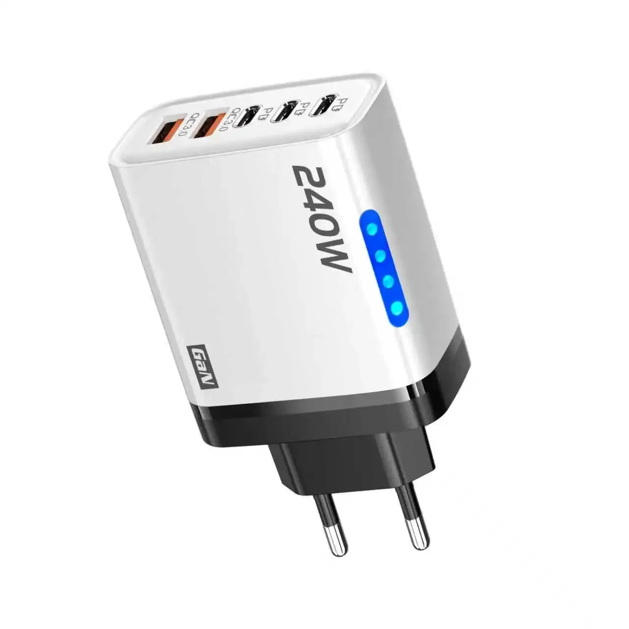 5-in-1 GaN 240W Fast Charger  Desktop Charger USB Type C Charger Fast Charging Quick Charge 3.0 Adapter For iPhone SamsungHuawei