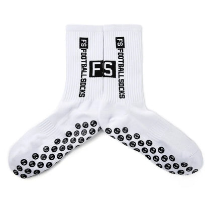 4 Pairs Men's Soccer Socks with Grip, Non Slip Anti Slip Athletic Socks with Cushion Pads for Football/Basketball/Hockey