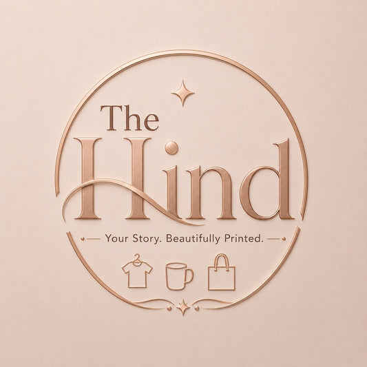 A circular embossed logo design for 'The Hind' featuring the tagline 'Your Story. Beautifully Printed.