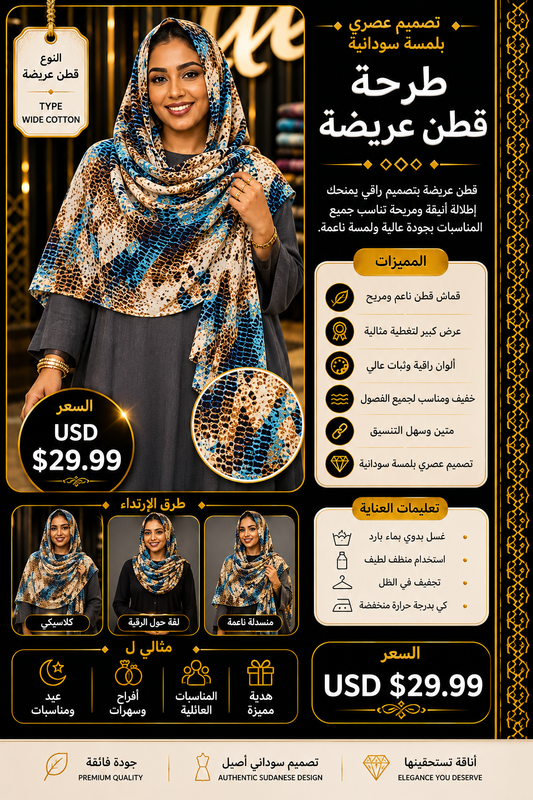 Wide Cotton Tarha | طرحة قطن عريضة